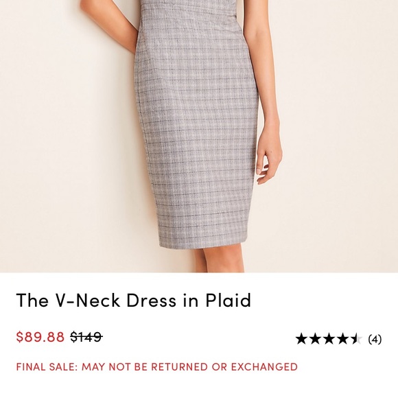 DONATING TODAY 2/7!  NWOT Ann Taylor Plaid Sheath Dress Gray 6T - Picture 7 of 7